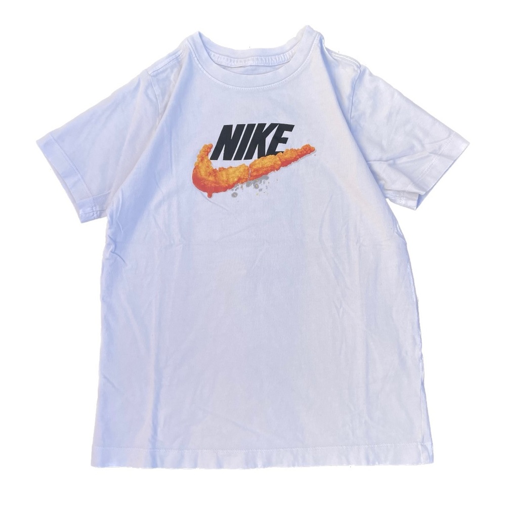 Nike Sportswear 'Deep Fried' Icon Futura T-Shirt Kids Size Large White/Orange